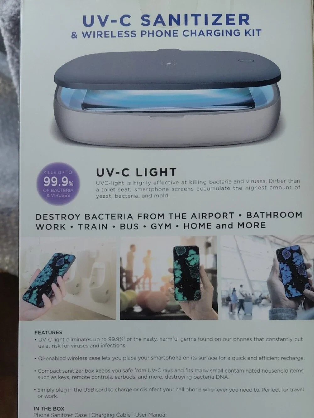 UV-C Sanitizer & Wireless Phone Charging Kit - Gray -